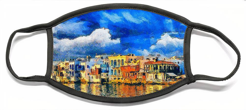 Rossidis Face Mask featuring the painting Little Venice by George Rossidis
