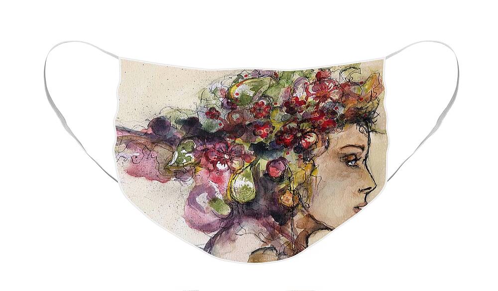 Portrait Face Mask featuring the painting Live In Color by Deb Mortl