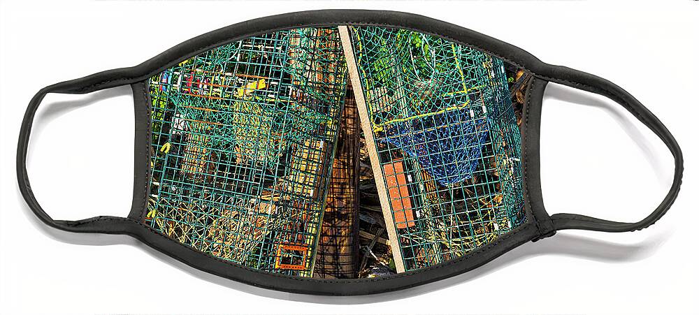Maine Face Mask featuring the photograph Lobster Pots - Perkins Cove - Maine by Steven Ralser