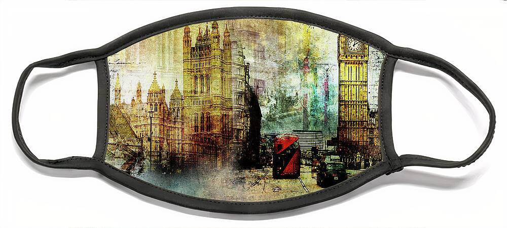 London Face Mask featuring the digital art London Lights by Nicky Jameson