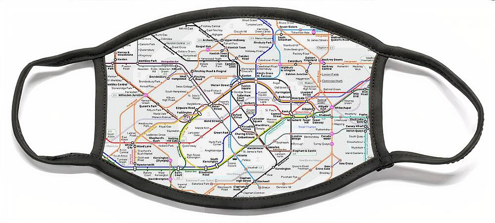 London Face Mask featuring the photograph London Underground Map by Doc Braham