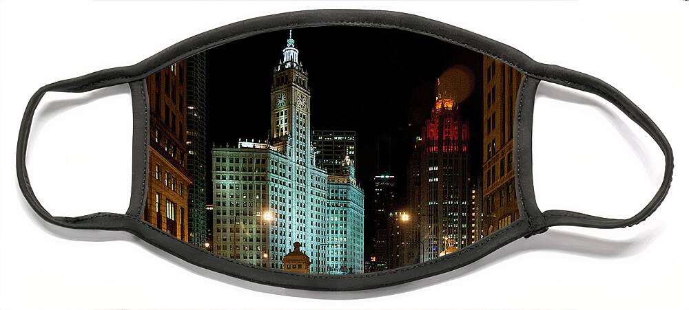 Chicago Face Mask featuring the photograph Looking North on Michigan Avenue at Wrigley Building by David Levin