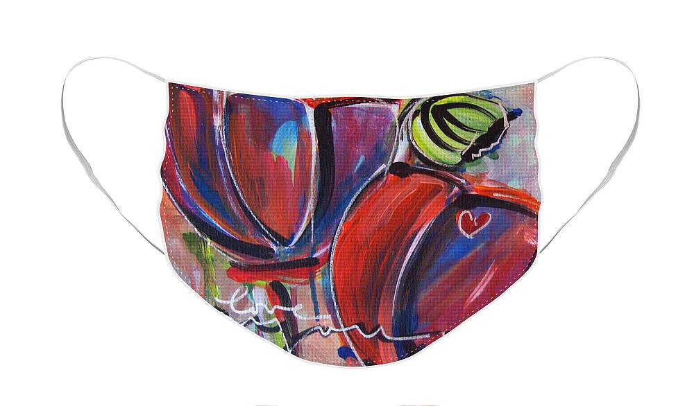 Poppies Face Mask featuring the painting Love For You no.3 by Laurie Maves ART