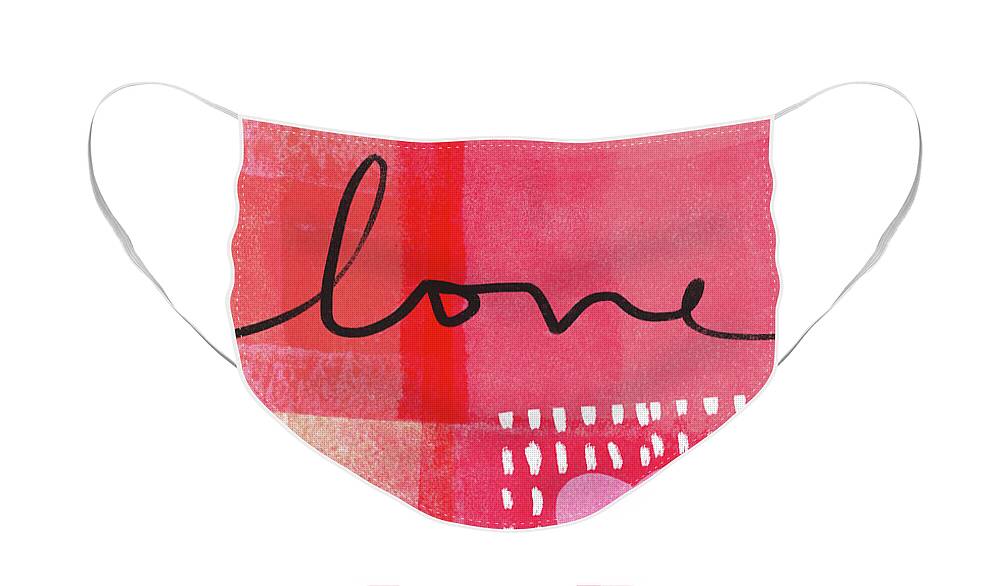 Love Heart Valentine Card Notebook Pink Red White Contemporary Abstract Family Friend I Love You Art Wedding Shower Anniversary Home Decorairbnb Decorliving Room Artbedroom Artcorporate Artset Designgallery Wallart By Linda Woodsart For Interior Designersgreeting Cardpillowtotehospitality Arthotel Artart Licensing Face Mask featuring the mixed media Love Notes- Art by Linda Woods by Linda Woods