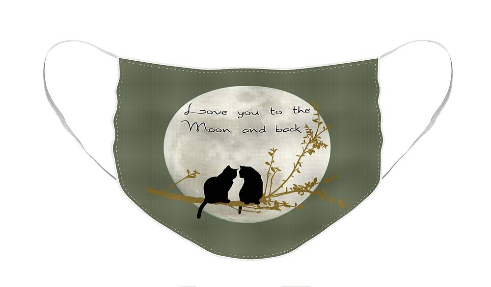 Moon Face Mask featuring the digital art Love you to the moon and back by Linda Lees