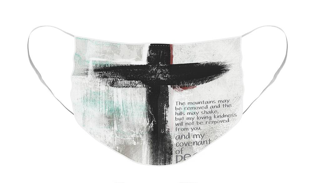 Cross Face Mask featuring the mixed media Loving Kindness Cross- Art by Linda Woods by Linda Woods