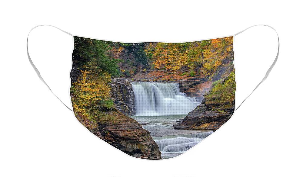 Autumn Face Mask featuring the photograph Lower Falls in Autumn by Rick Berk