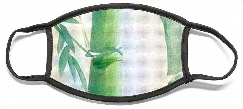 Bamboo Face Mask featuring the painting Lucky Bamboo by Margaret Welsh Willowsilk