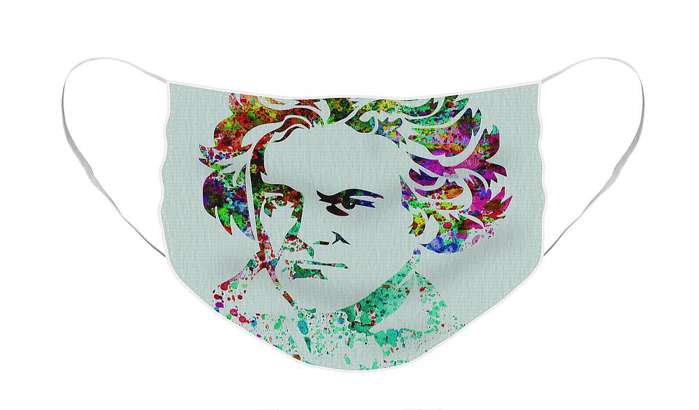 Ludwig Van Beethoven Face Mask featuring the painting Ludwig van Beethoven by Naxart Studio