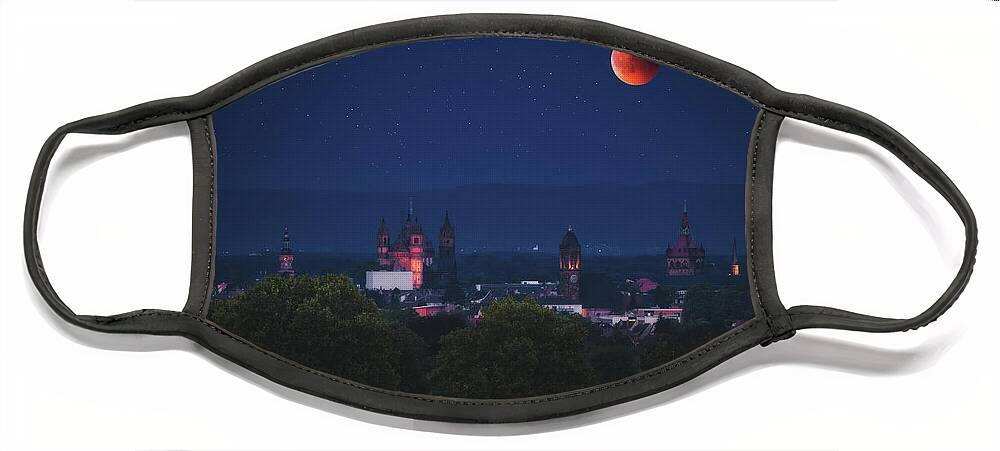 Worms Face Mask featuring the photograph Lunar Eclipse, July 2018 by Marc Braner
