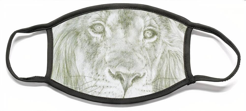 Lion Face Mask featuring the drawing Lush by Barbara Keith