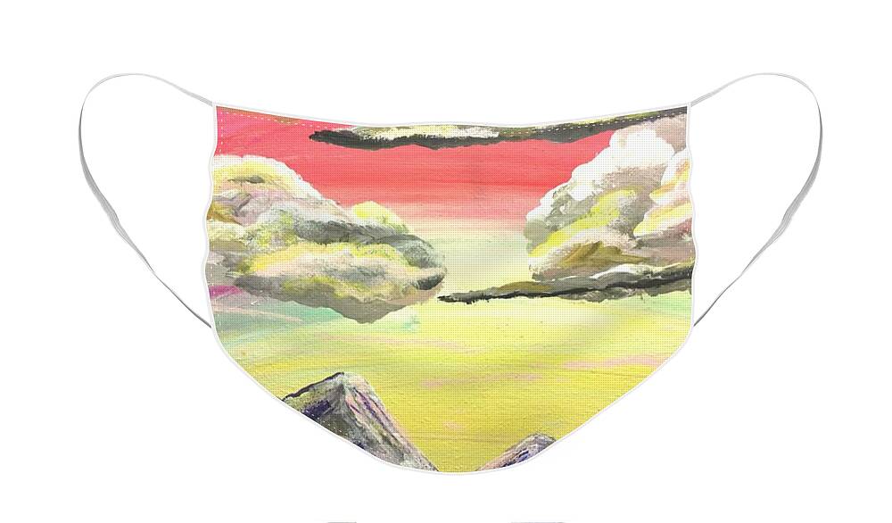 Mountain Face Mask featuring the painting Magical Mountains by Ally White