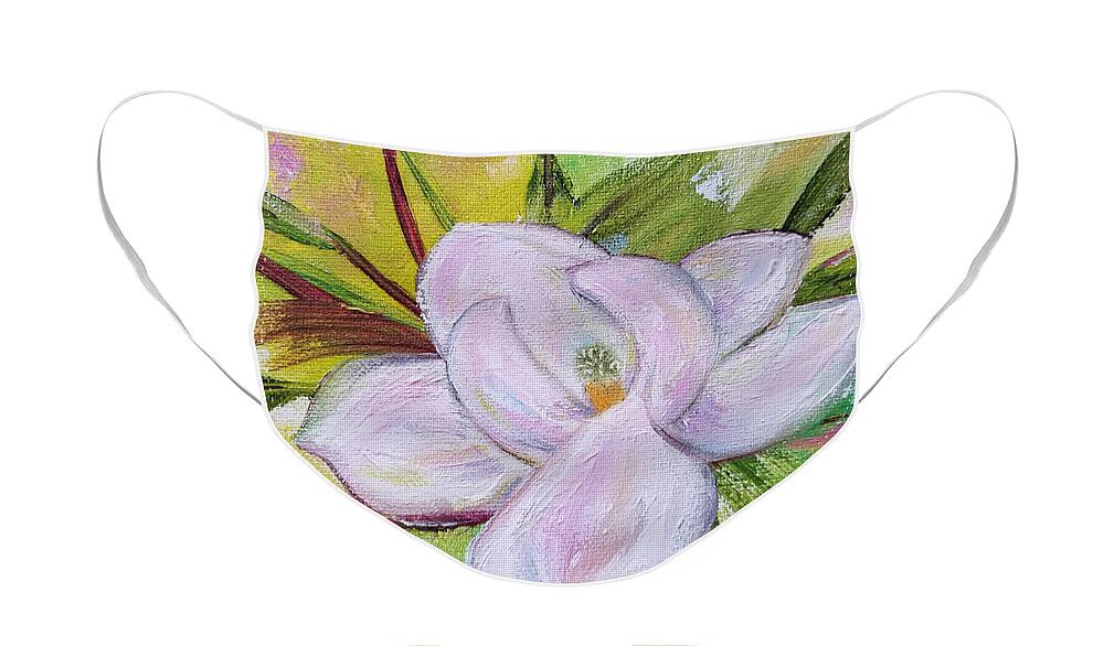 Magnolia Face Mask featuring the painting Magnolia Refrain by Judith Rhue