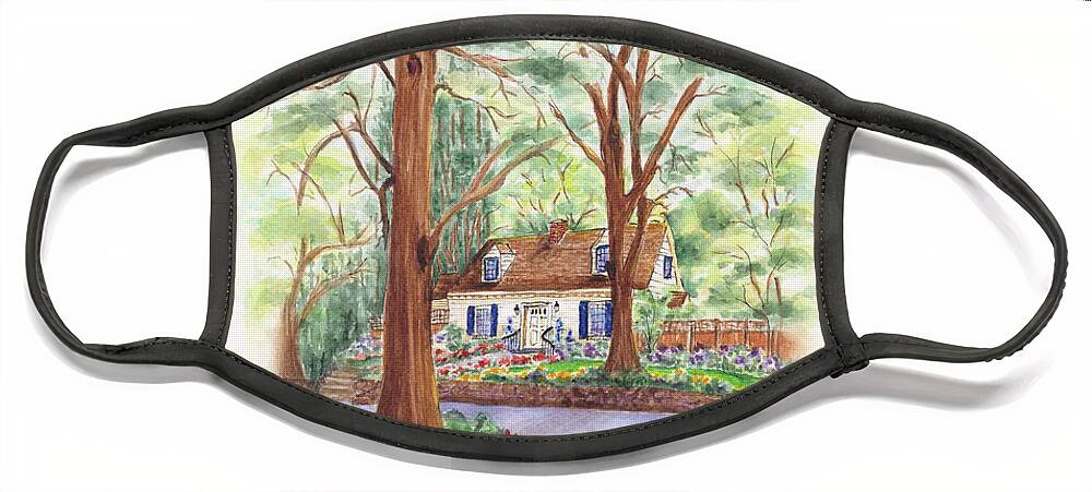Cottage In Woods Face Mask featuring the painting Main Street Charmer by Lori Taylor