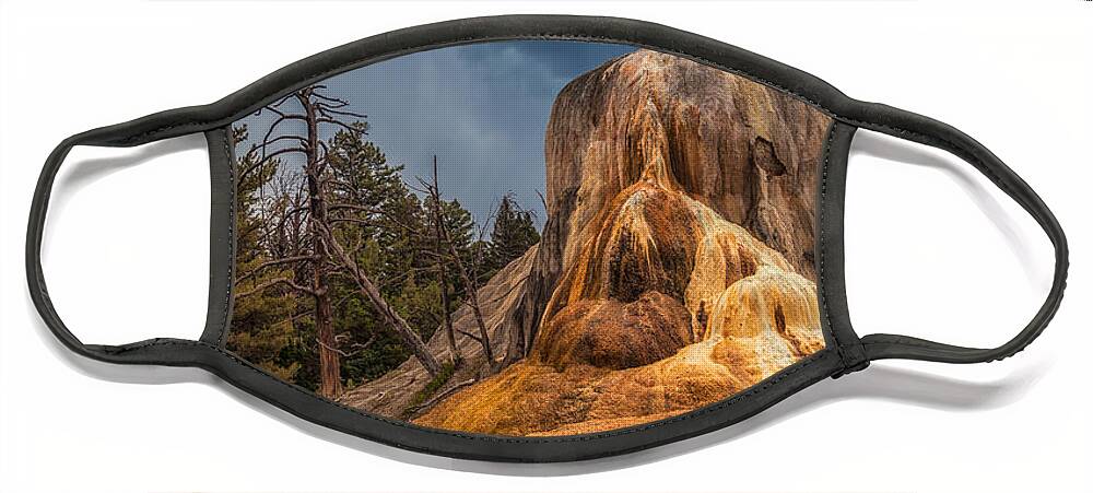 Mammoth Hot Springs Face Mask featuring the photograph Mammoth Under Storm by Rikk Flohr