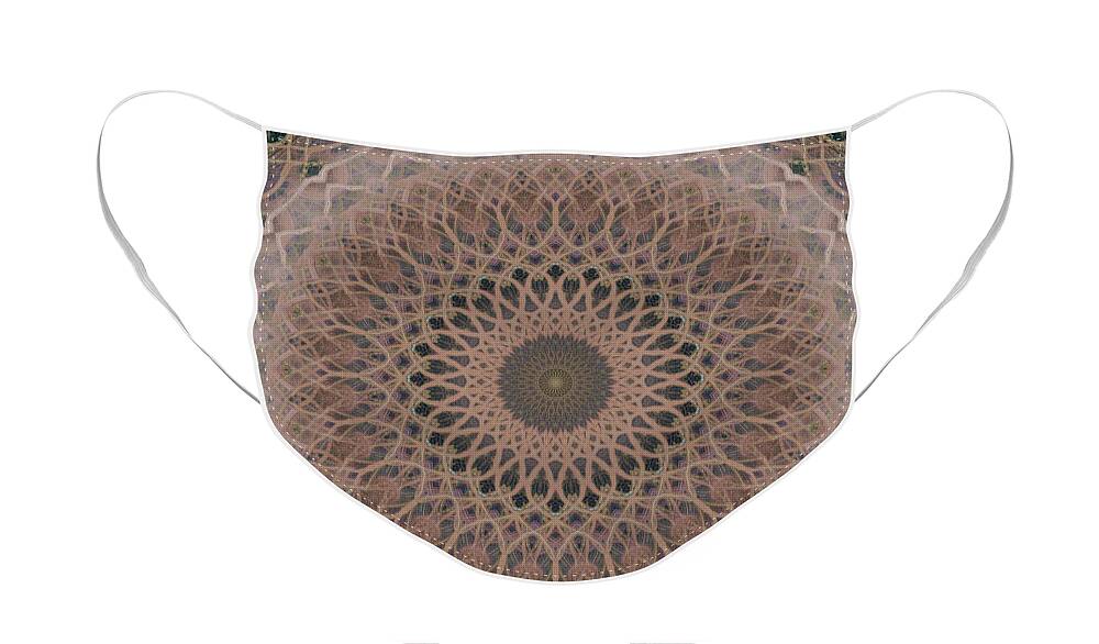 Mandala Face Mask featuring the photograph Mandala in brown and beige tones by Jaroslaw Blaminsky