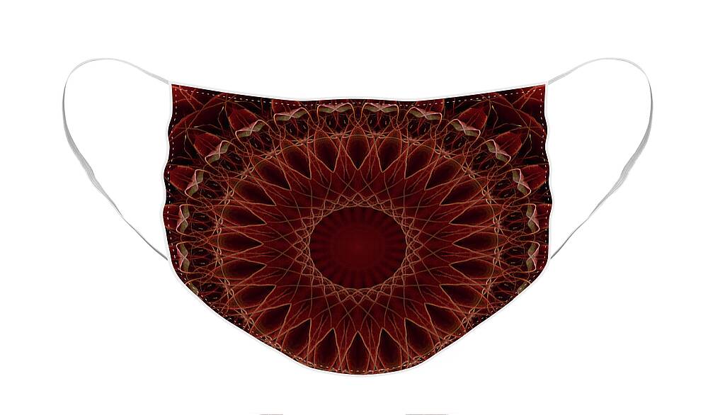 Mandala Face Mask featuring the photograph Mandala in brown and red tones by Jaroslaw Blaminsky