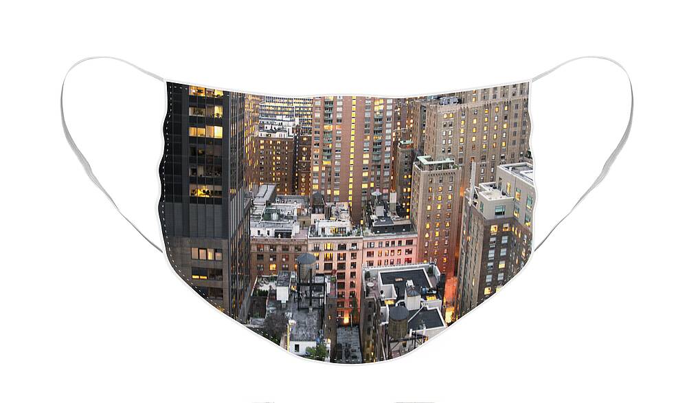 Skyline Face Mask featuring the photograph Manhattan at Dusk by Bob Slitzan