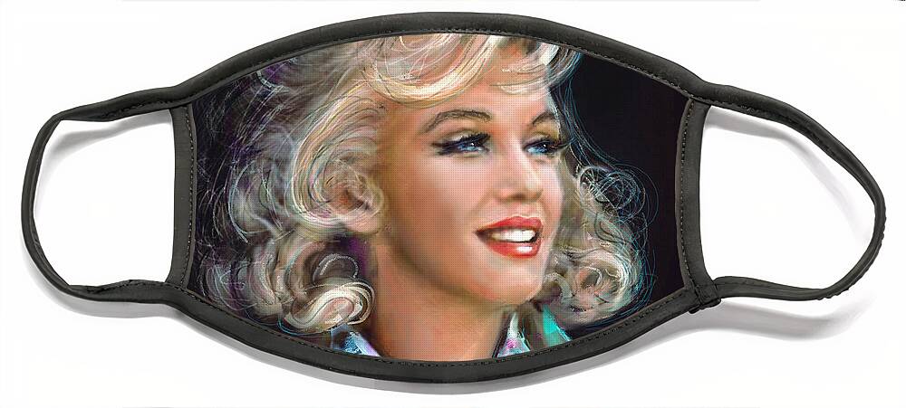 Marilyn Monroe Face Mask featuring the painting Marilyn blue by Angie Braun