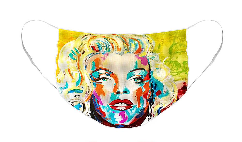 Marilyn Monroe Face Mask featuring the painting MARILYN MONROE / Luminous by Kathleen Artist PRO