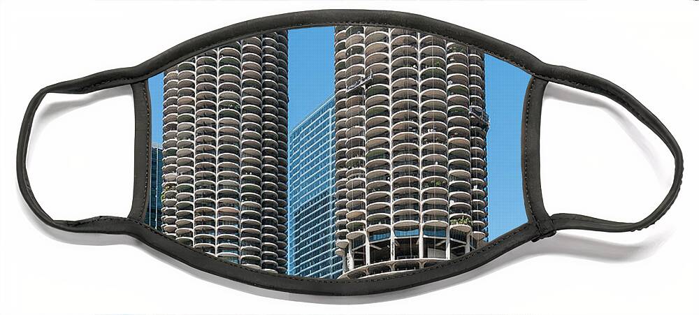 Chicago Face Mask featuring the photograph Marina City by David Levin