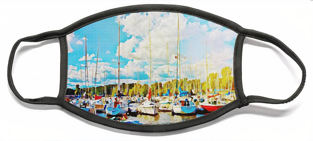 Marina Face Mask featuring the mixed media Marina in the summertime by Tatiana Travelways
