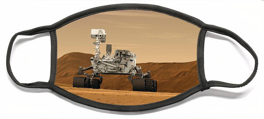 Science Face Mask featuring the photograph Mars Rover Curiosity, Artists Rendering by NASA and Science Source