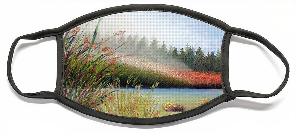  Face Mask featuring the painting Marsh Morning by Polly Castor