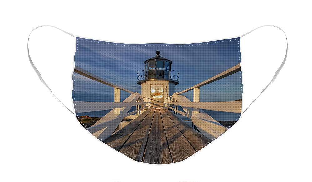 Marshall Point Lighthouse Face Mask featuring the photograph Marshall Point Lighthouse at Sunrise by Kristen Wilkinson