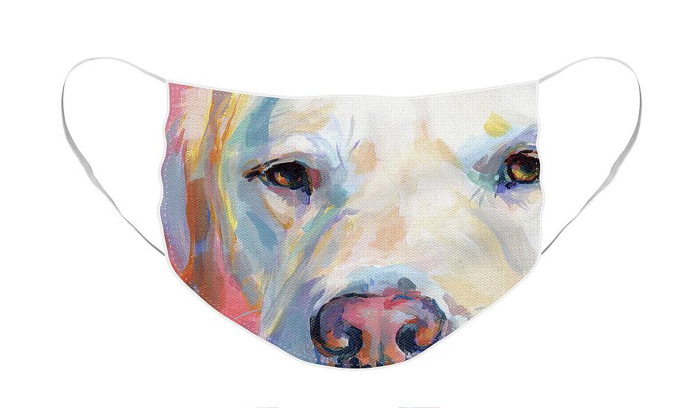 Yellow Lab Face Mask featuring the painting Martha's Pink Nose by Kimberly Santini
