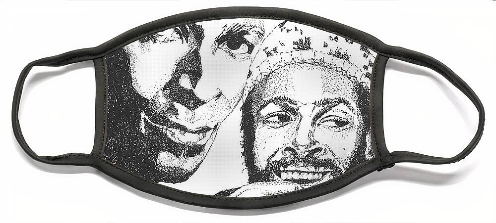 Drawings Face Mask featuring the drawing Marvin Gaye Tribute by Michelle Gilmore