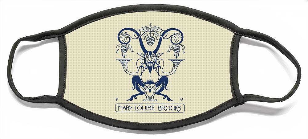 Louise Brooks Official Face Mask featuring the digital art Mary Louise Brooks Bookplate by Louise Brooks