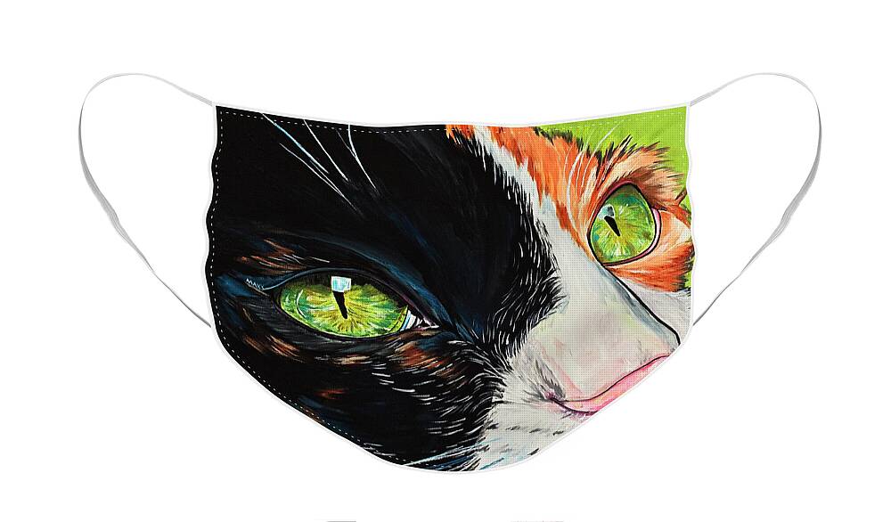 Calico Cat Face Mask featuring the painting Maxx the Cat by Patti Schermerhorn