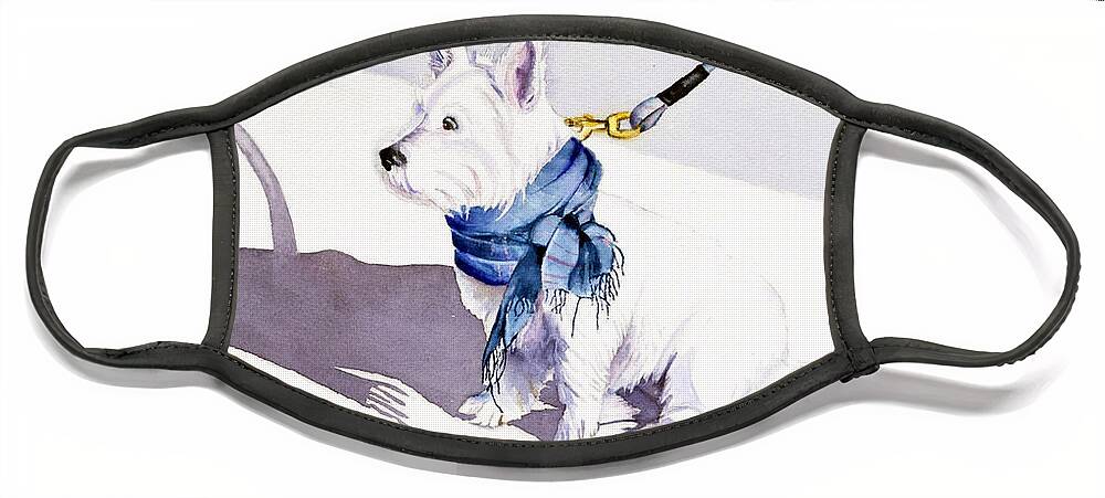 Westie Face Mask featuring the painting Me and My Shadow by Marsha Karle