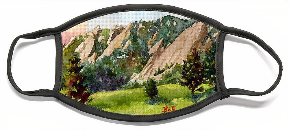 Mountains Art Paintings Face Mask featuring the painting Meadow at Chautauqua by Anne Gifford