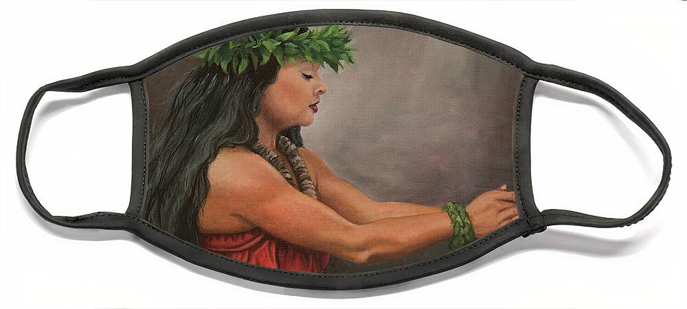 Hula Face Mask featuring the painting Mele by Megan Collins