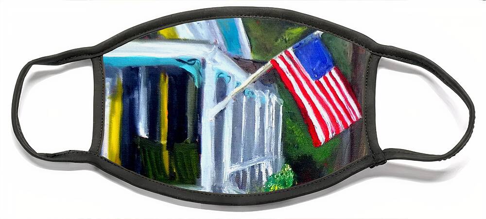 Flag Face Mask featuring the painting Memorial Day by Katy Hawk