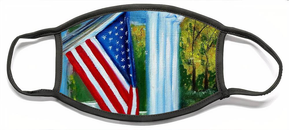 Flag Face Mask featuring the painting Memorial Day USA Flag by Katy Hawk