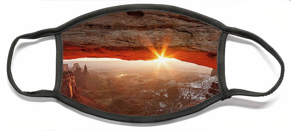 Mesa Arch Face Mask featuring the photograph Mesa Arch by Wesley Aston