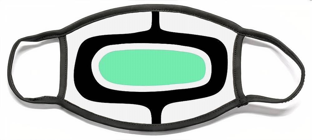 Mid Century Modern Face Mask featuring the digital art Mid Century Mod Pod 1 in Aqua by Donna Mibus
