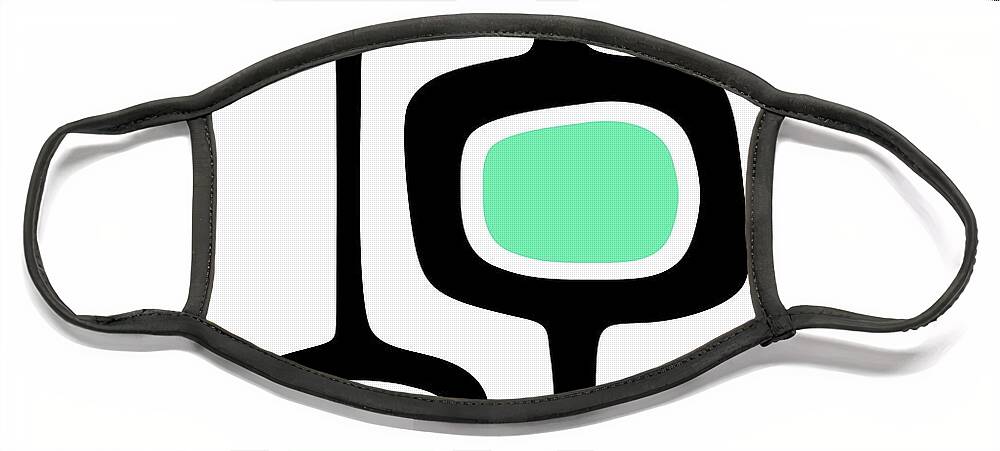  Face Mask featuring the digital art Mid Century Mod Pod 3 in Aqua by Donna Mibus