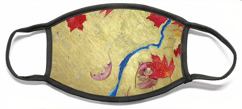 Abstract Face Mask featuring the painting Midas Fall by Steve Karol