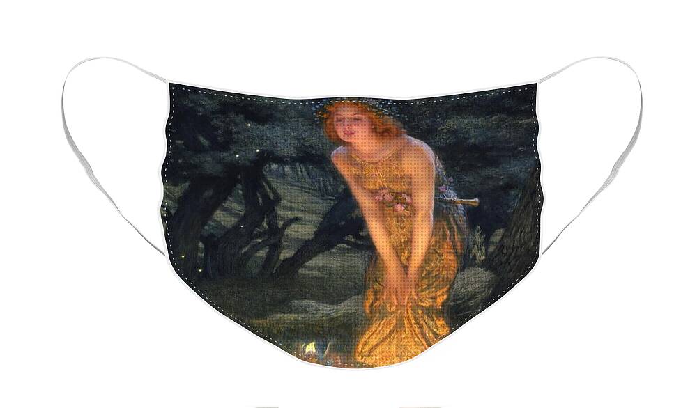 #faatoppicks Face Mask featuring the painting Midsummer Eve by Edward Robert Hughes