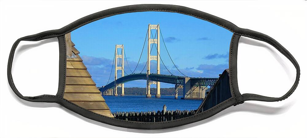 Mackinac Face Mask featuring the photograph Mighty Mac from Michilimackinac by Keith Stokes