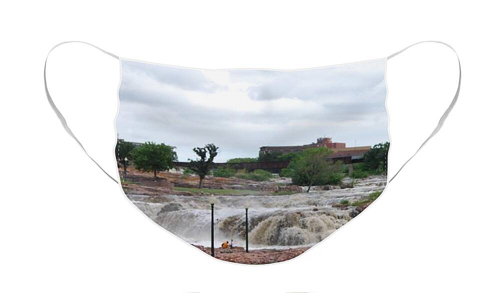 Sioux Falls Face Mask featuring the photograph Mighty Sioux Falls by Judy Hall-Folde