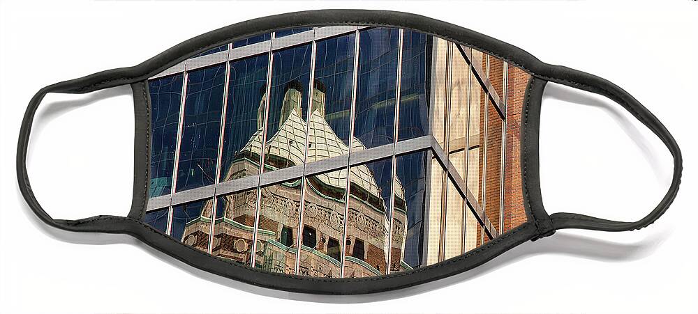  Vancouver Face Mask featuring the photograph Art Deco Reflection Vancouver by Theresa Tahara