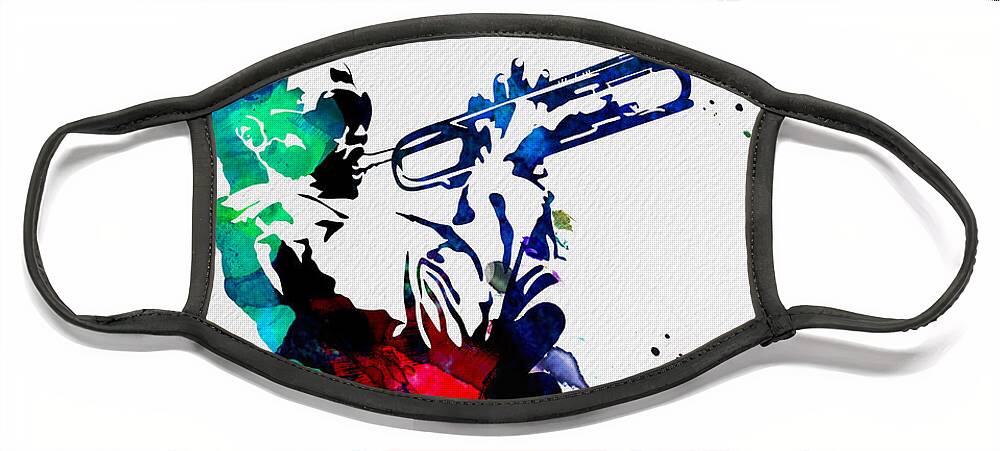 Miles Davis Face Mask featuring the painting Miles Watercolor by Naxart Studio