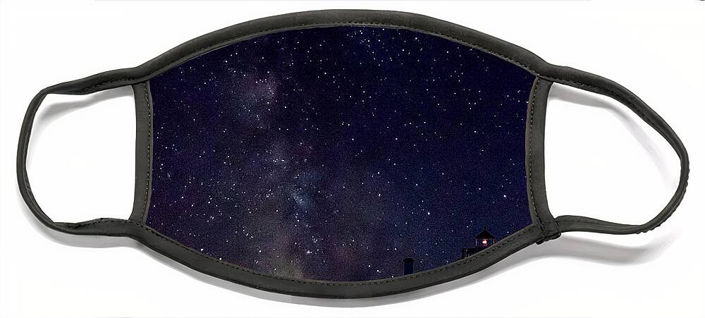 Art Face Mask featuring the photograph Milky Way Lighthouse by Phil Spitze