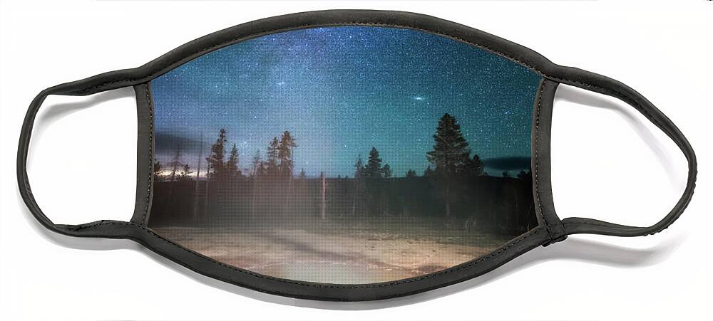 Yellowstone Face Mask featuring the photograph Milky Way Thermal Pool by Darren White