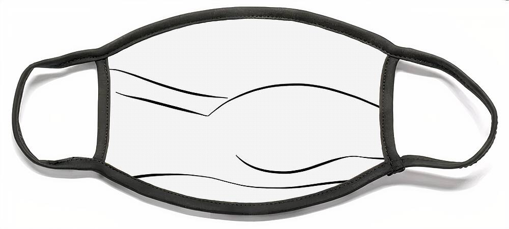 Minimalistic Face Mask featuring the drawing Minimal line drawing of a lying down nude woman by Marianna Mills